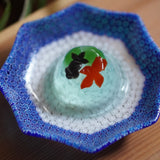 ムラーノガラス(ベネチアングラス)八角皿八角皿(小)「花霞」ブルー