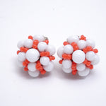 白ガラスビーズ イヤリング/ヴィンテージ・コスチュームジュエリー