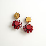 Clip Earrings「yureru Ribon(Swingin' Pom-pom)」Rouge