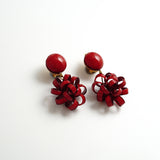 Clip Earrings「yureru Ribon(Swingin' Pom-pom)」Rouge