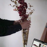 oval cone Vase「Bouquet」Gravure/gold paint