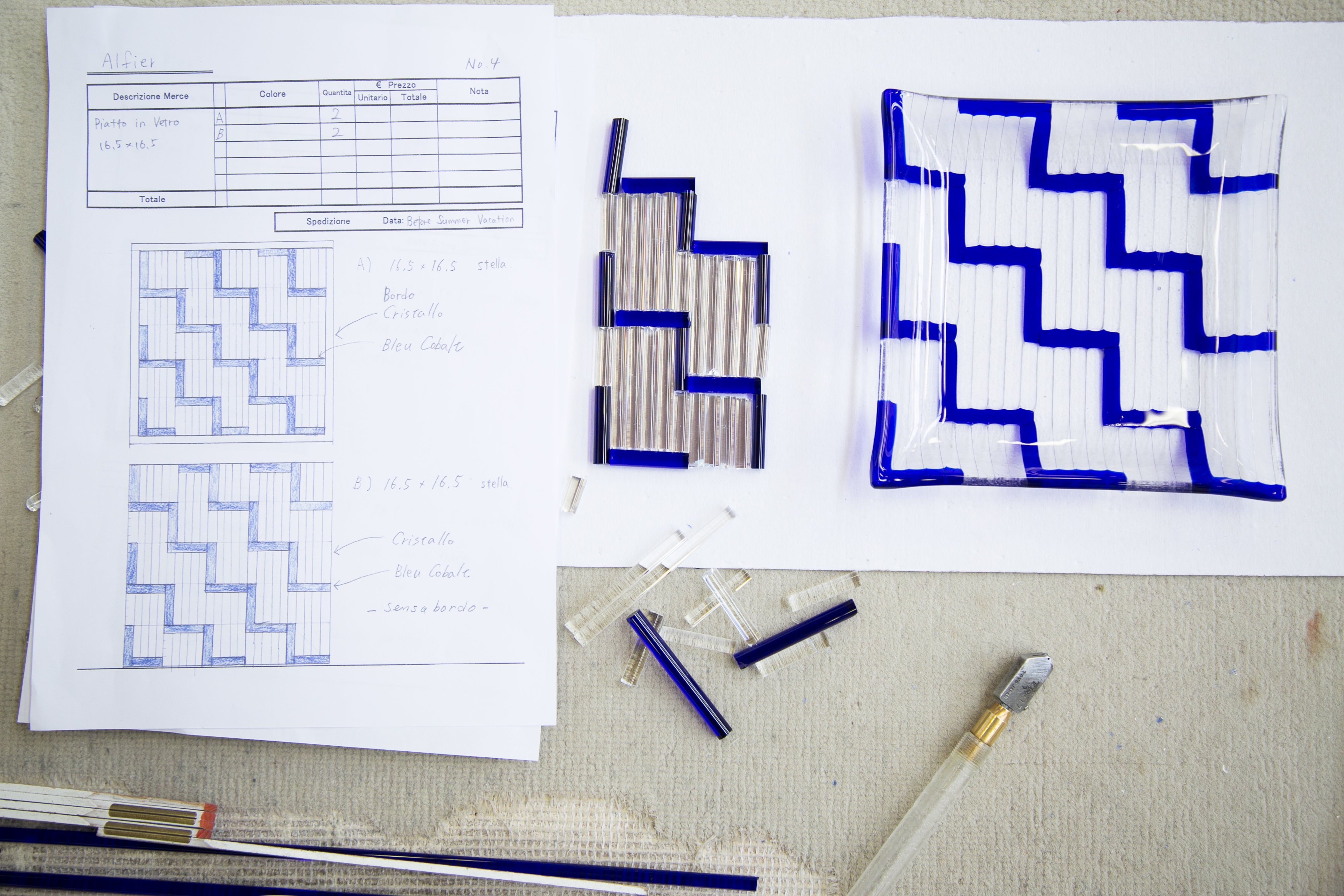 ムラーノガラス(ベネチアングラス)プレート/正角皿