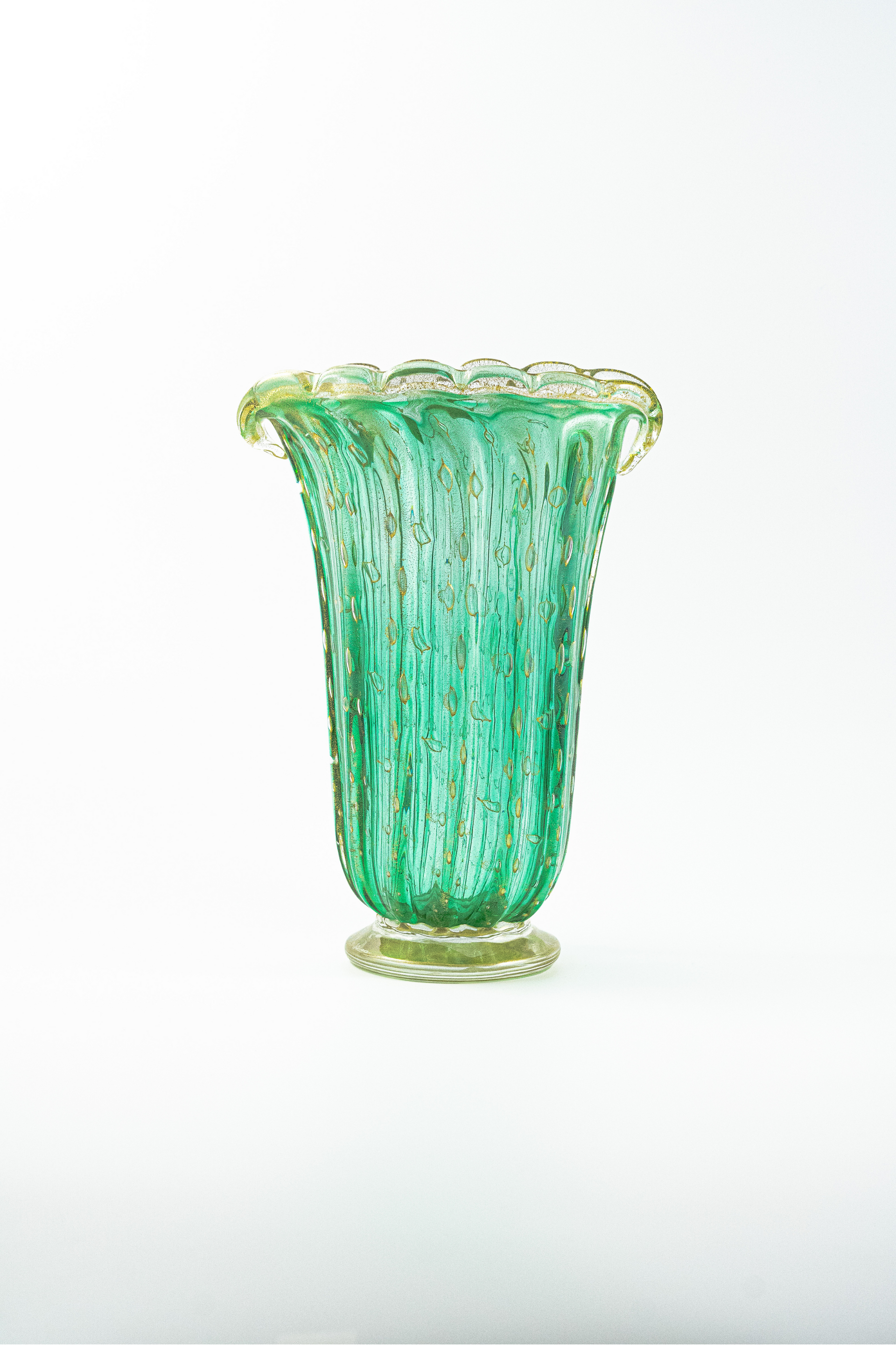 ムラーノガラス（ベネチアングラス）花瓶／花器「シェル」ヴェルデ
