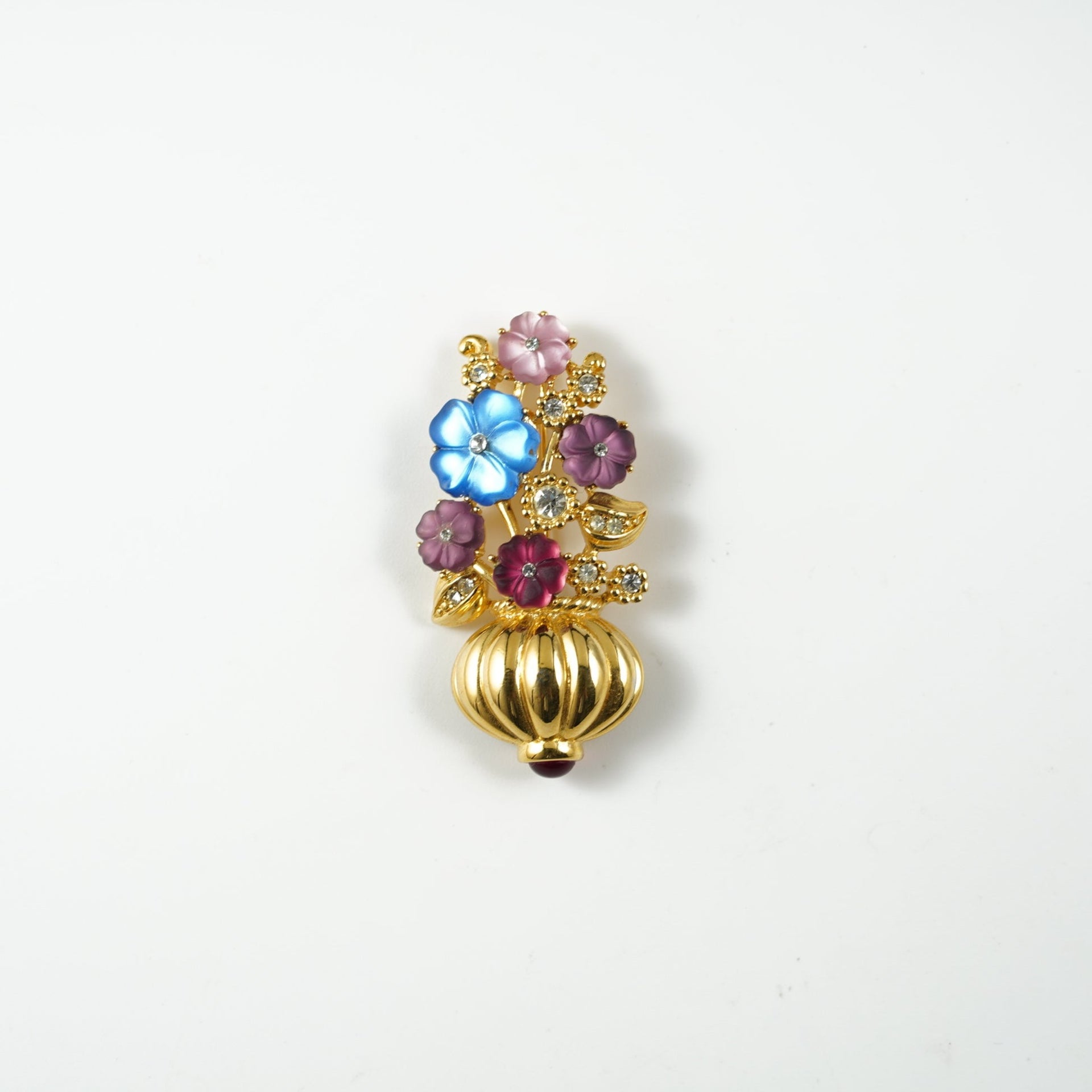 TRIFARIトリファリ ホワイトエナメル ダブルローズ ブローチ / ヴィンテージ・コスチュ... 新品未使用品  TRIFARI ヴィンテージ ブローチ