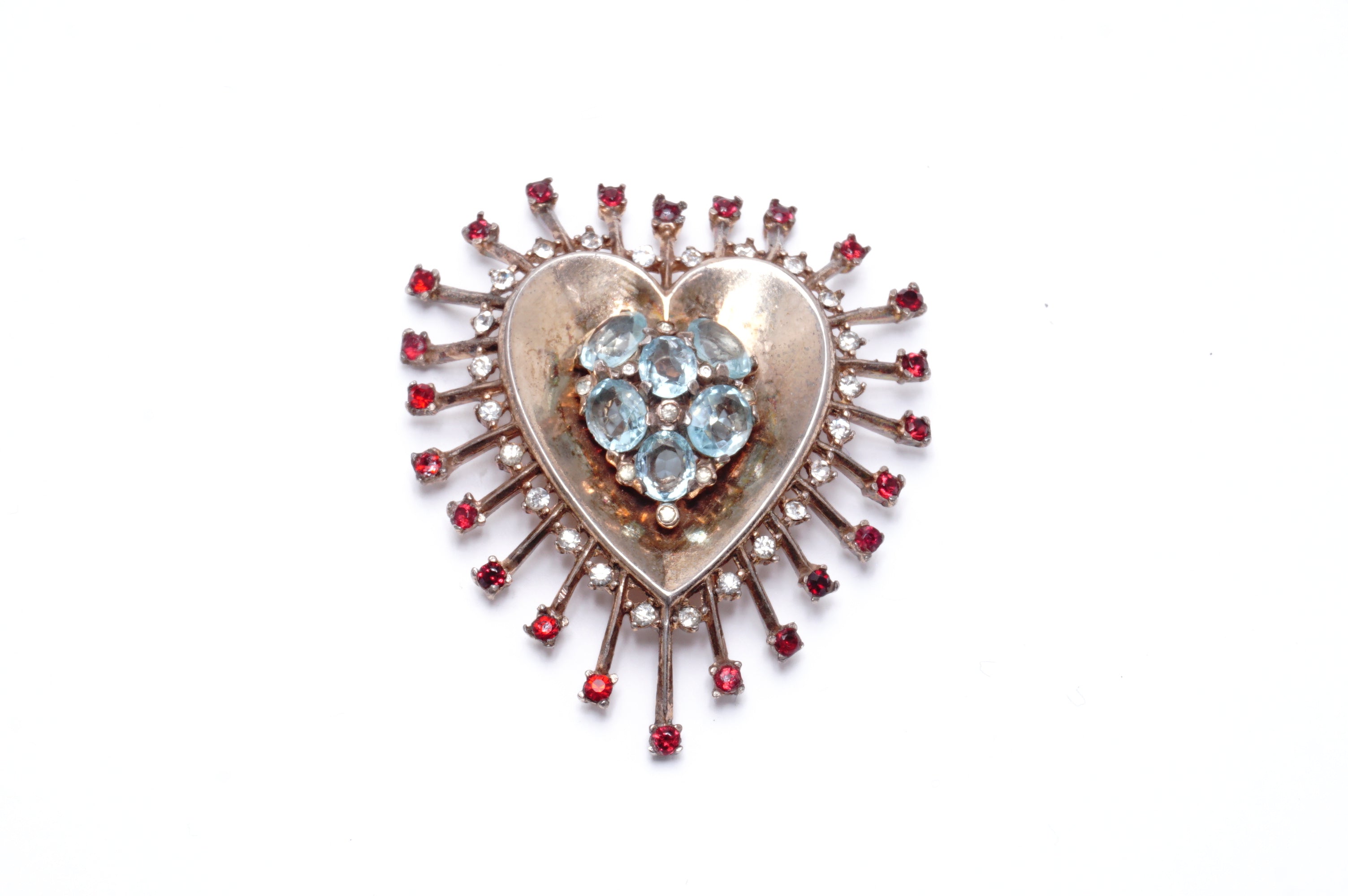 Trifari（トリファリ）ブローチ  ラインストー ハート シルバー ／ヴィンテージ・コスチュームジュエリー