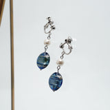 Earring「Ribbon」with Pearls［Blu］