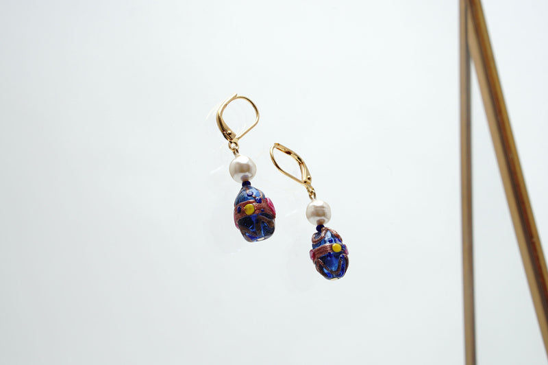 pierced earrings「Antichi」Blu
