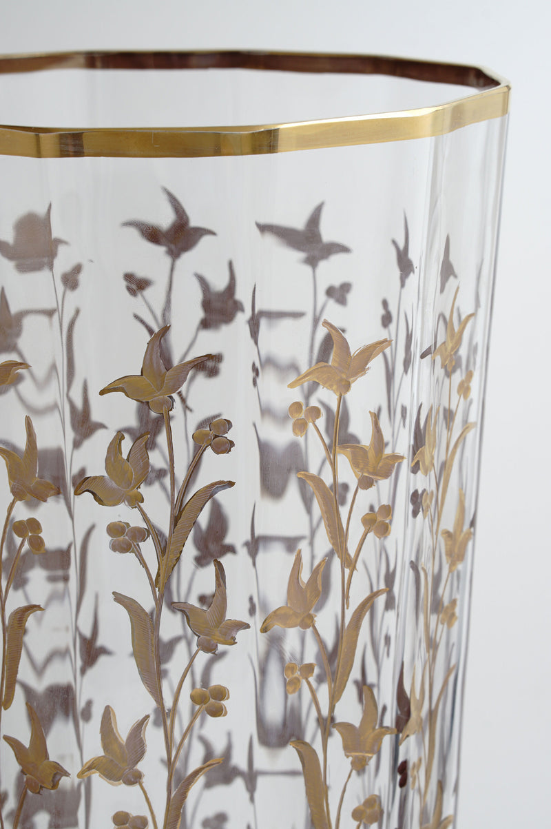 Vase「Bouquet」Large gravure/Gold Paint