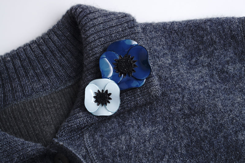 Anemone Brooch Two Flowers (Small)