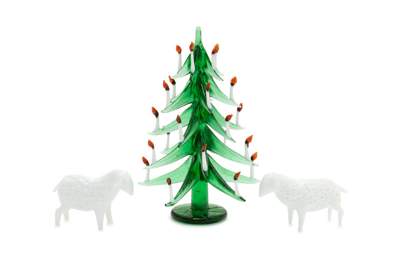 miniature Christmas tree and sheep